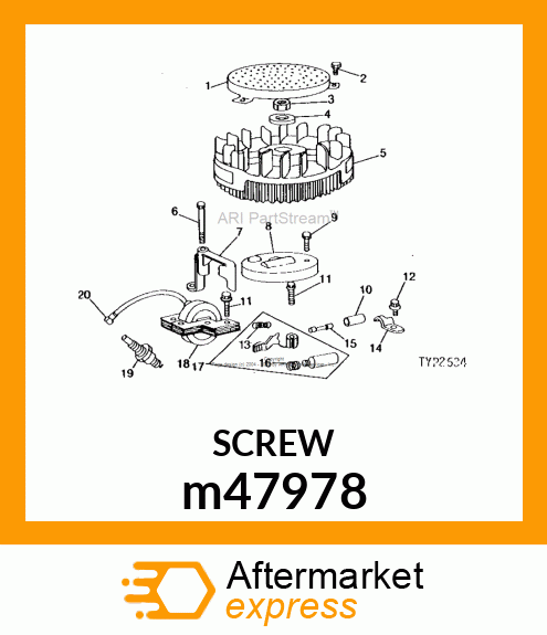 SCREW, ARMATURE amp; GOV. BLADE MTG. m47978