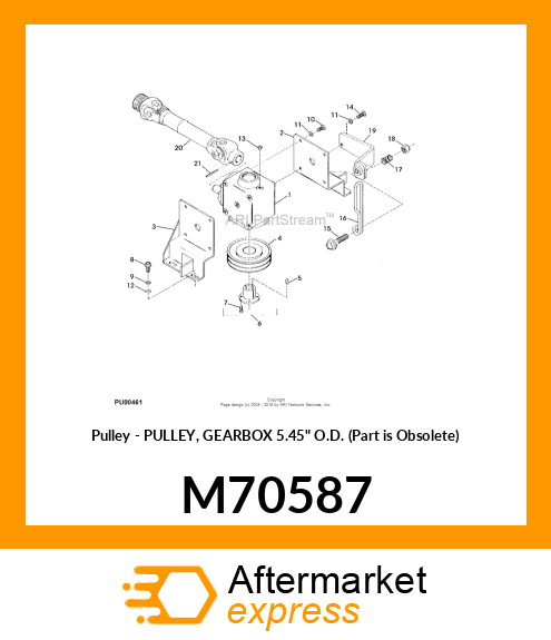 Pulley - PULLEY, GEARBOX 5.45" O.D. (Part is Obsolete) M70587