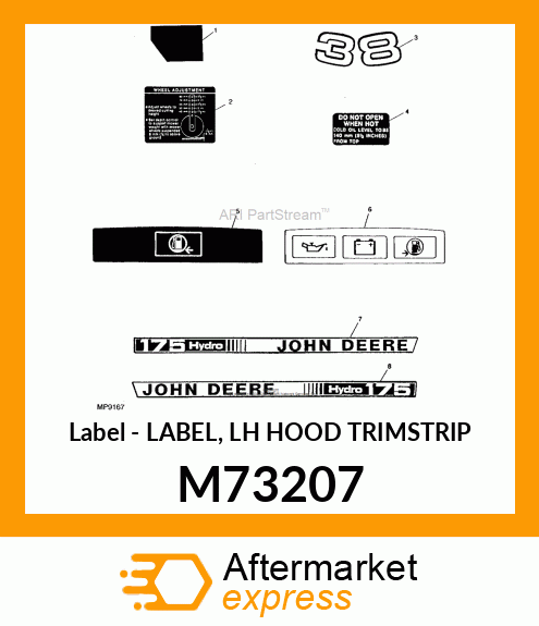 Label - LABEL, LH HOOD TRIMSTRIP M73207