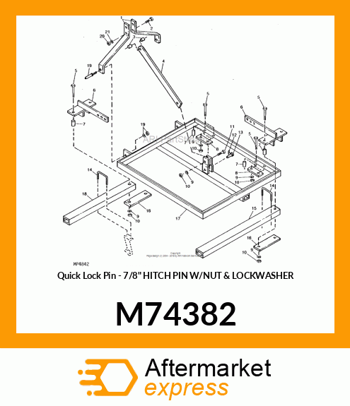 Quick Lock Pin - 7/8" HITCH PIN W/NUT & LOCKWASHER M74382