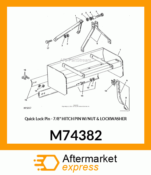 Quick Lock Pin - 7/8" HITCH PIN W/NUT & LOCKWASHER M74382