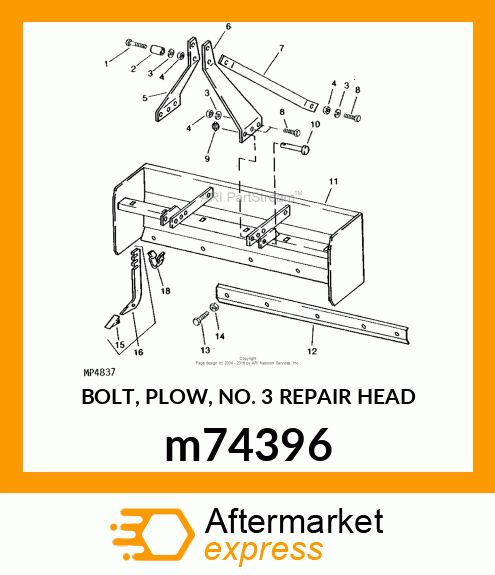 BOLT, PLOW, NO. 3 REPAIR HEAD m74396