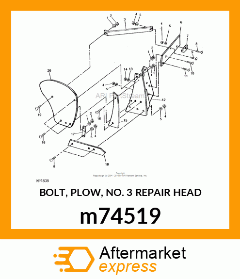 BOLT, PLOW, NO. 3 REPAIR HEAD m74519