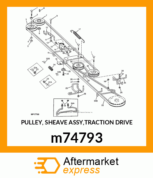 PULLEY, SHEAVE ASSY,TRACTION DRIVE m74793