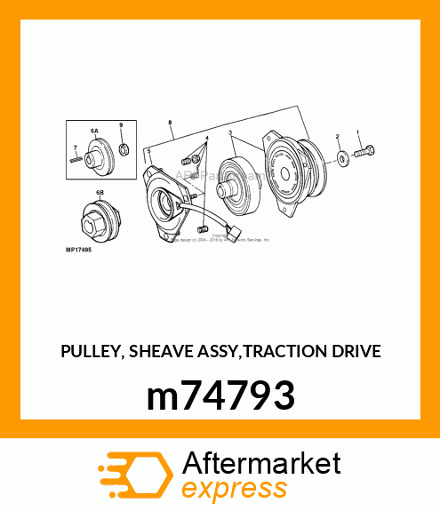 PULLEY, SHEAVE ASSY,TRACTION DRIVE m74793