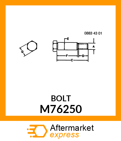 BOLT, SHOULDER M8 X 1.25 ZN M76250