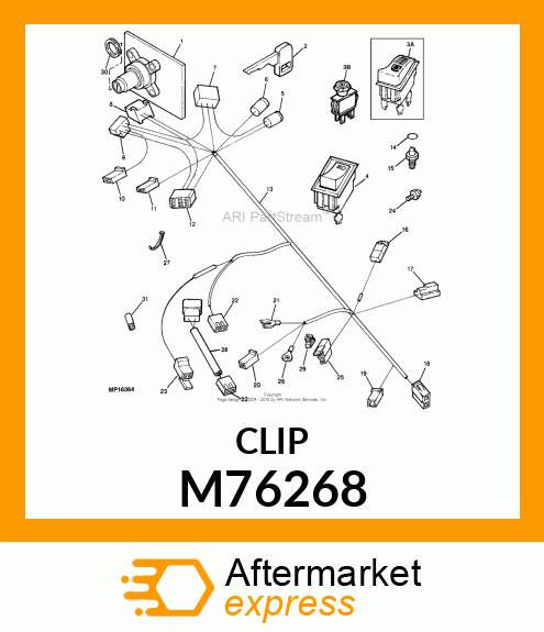 CONNECTOR, MAIN HARNESS RET. CLIP M76268