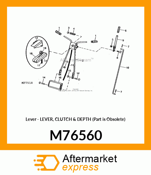 Lever - LEVER, CLUTCH & DEPTH (Part is Obsolete) M76560