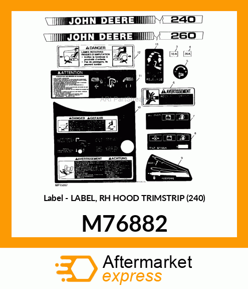 Label - LABEL, RH HOOD TRIMSTRIP (240) M76882