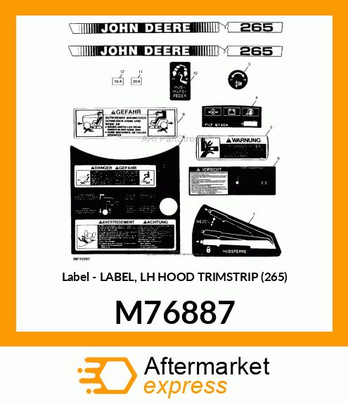 Label - LABEL, LH HOOD TRIMSTRIP (265) M76887