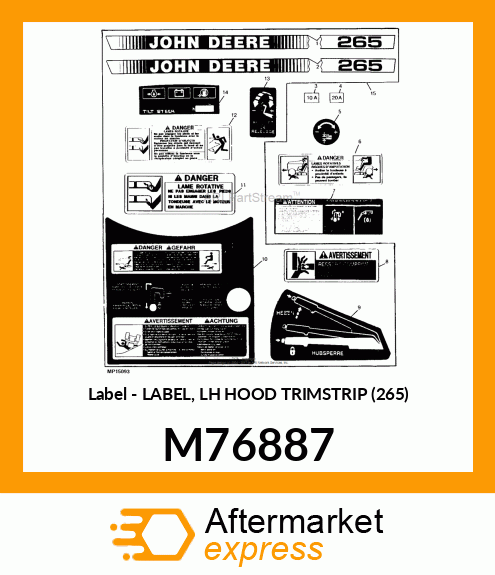 Label - LABEL, LH HOOD TRIMSTRIP (265) M76887