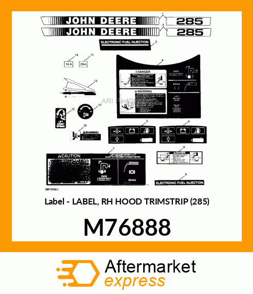 Label - LABEL, RH HOOD TRIMSTRIP (285) M76888