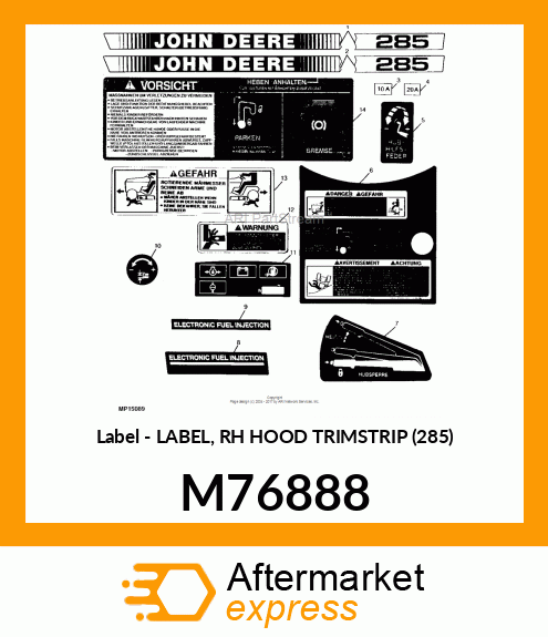 Label - LABEL, RH HOOD TRIMSTRIP (285) M76888