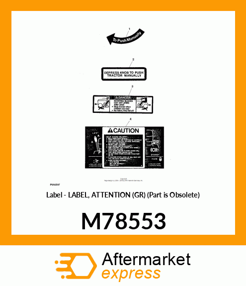 Label - LABEL, ATTENTION (GR) (Part is Obsolete) M78553