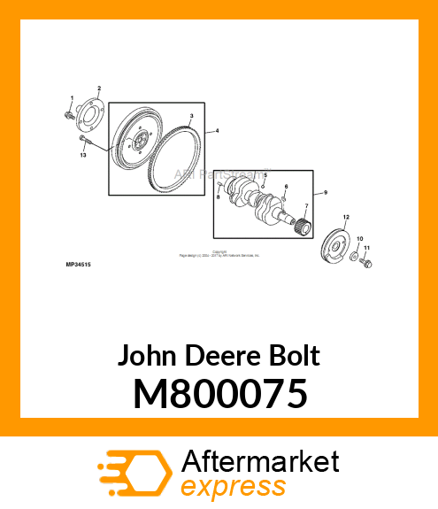 BOLT M12 X 1.25 M800075