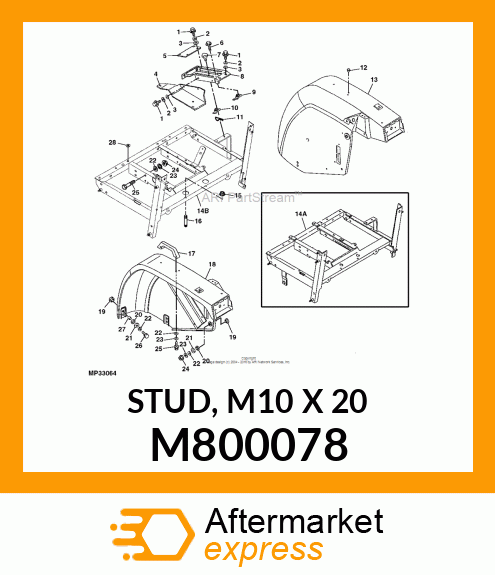 STUD, M10 X 20 M800078