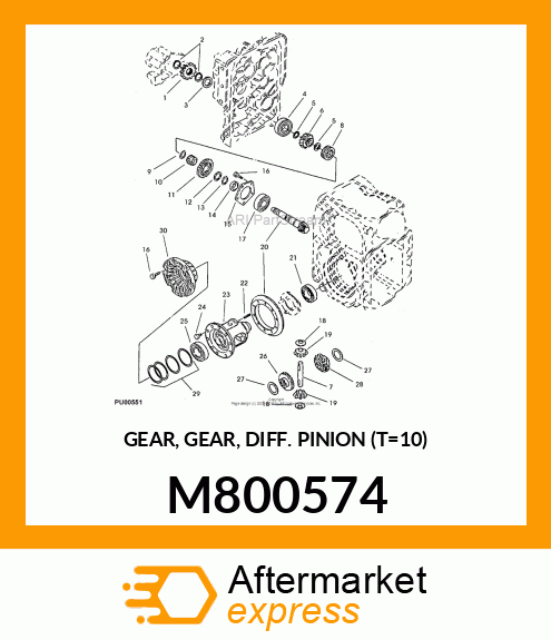 GEAR, GEAR, DIFF. PINION (T=10) M800574