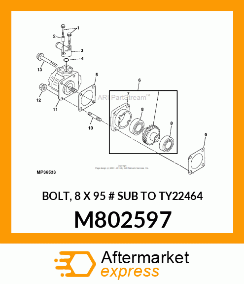 BOLT, 8 X 95 # SUB TO TY22464 M802597