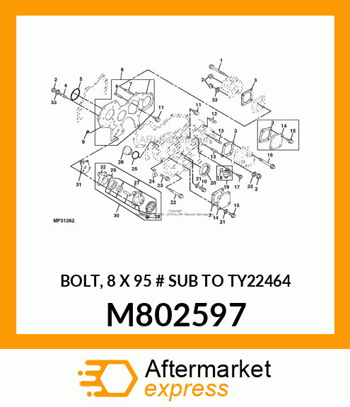 BOLT, 8 X 95 # SUB TO TY22464 M802597