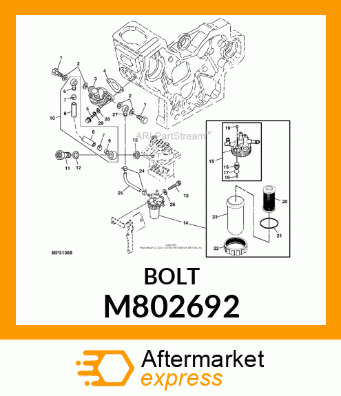 BOLT W/HEX HEAD M802692