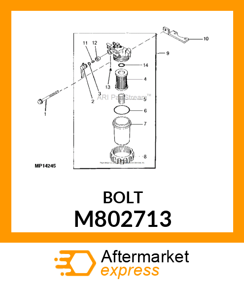 BOLT W/WASHER, 8 X 70 M802713