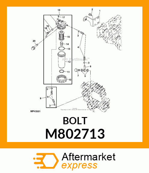 BOLT W/WASHER, 8 X 70 M802713