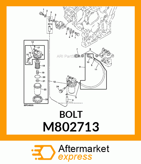 BOLT W/WASHER, 8 X 70 M802713