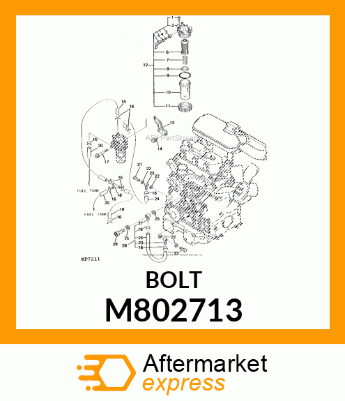 BOLT W/WASHER, 8 X 70 M802713