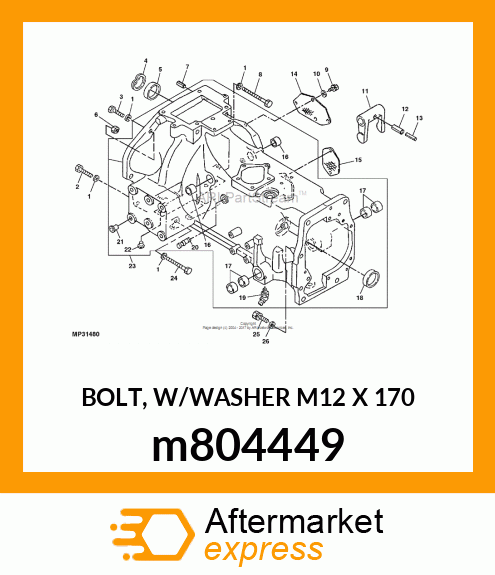BOLT, W/WASHER M12 X 170 m804449
