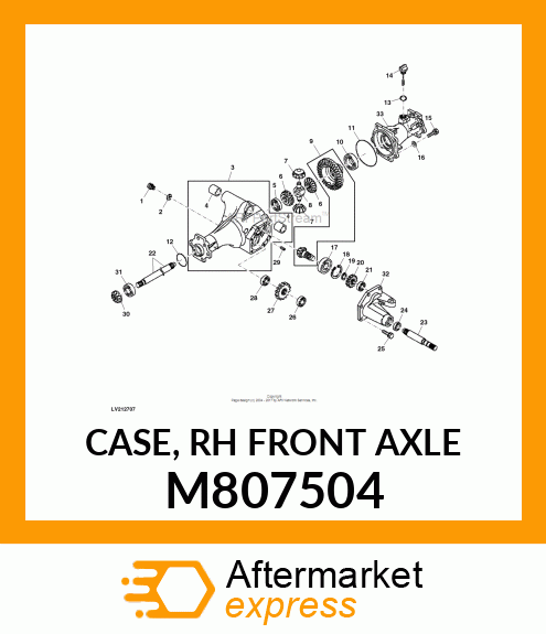 CASE, RH FRONT AXLE M807504