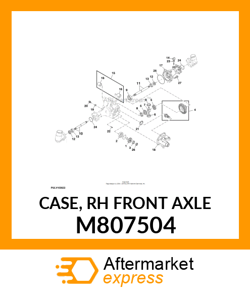 CASE, RH FRONT AXLE M807504