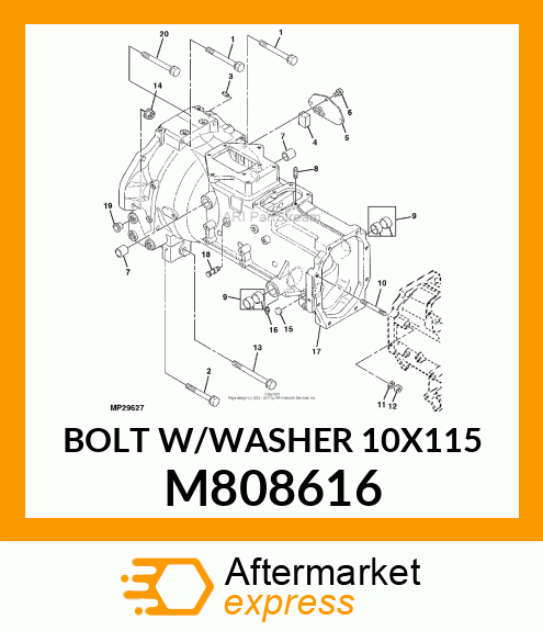 BOLT W/WASHER 10X115 M808616