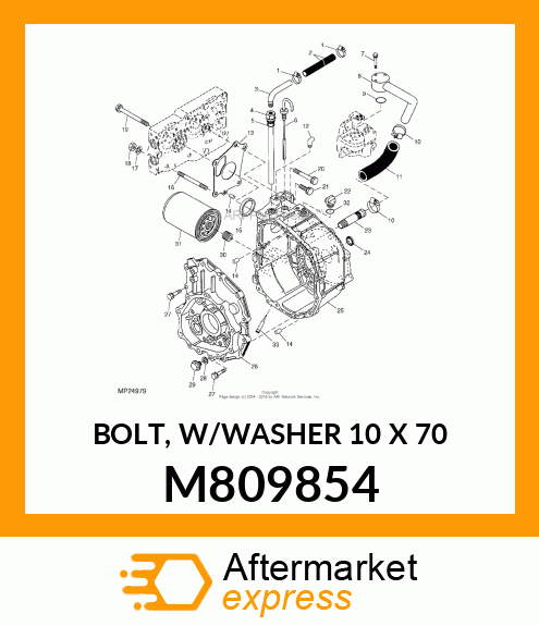 BOLT, W/WASHER 10 X 70 M809854