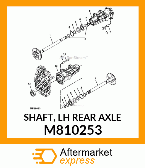 SHAFT, LH REAR AXLE M810253