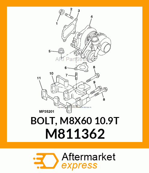 BOLT, M8X60 10.9T M811362