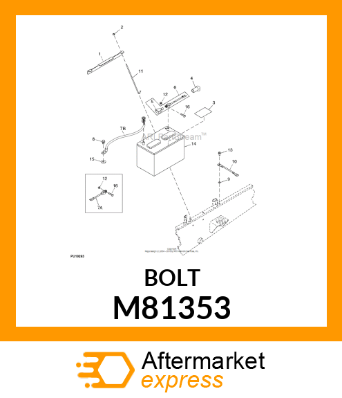 BOLT, BOLT,BATTERY CABLE, 5/16X1.38 M81353