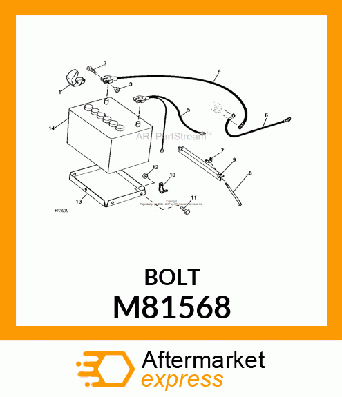 BOLT, BOLT,BATTERY CABLE, 5/16X1.38 M81568