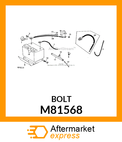 BOLT, BOLT,BATTERY CABLE, 5/16X1.38 M81568