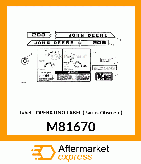 Label - OPERATING LABEL (Part is Obsolete) M81670