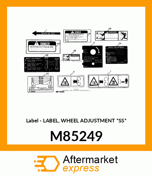 Label - LABEL, WHEEL ADJUSTMENT *SS* M85249