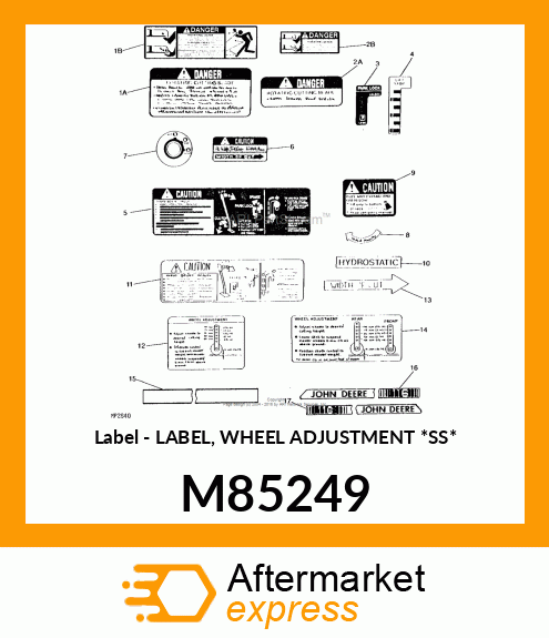 Label - LABEL, WHEEL ADJUSTMENT *SS* M85249