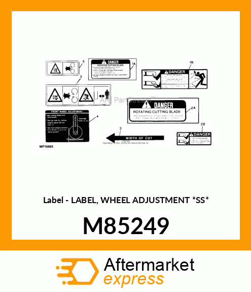 Label - LABEL, WHEEL ADJUSTMENT *SS* M85249