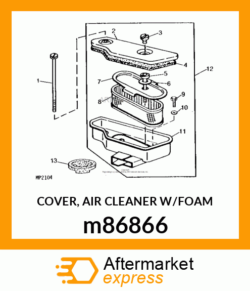 COVER, AIR CLEANER W/FOAM m86866