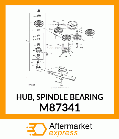 HUB, SPINDLE BEARING M87341