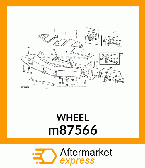 WHEEL, ANTI SCALP W/LUBE FITTING m87566