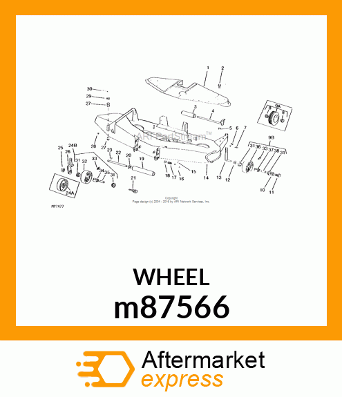 WHEEL, ANTI SCALP W/LUBE FITTING m87566