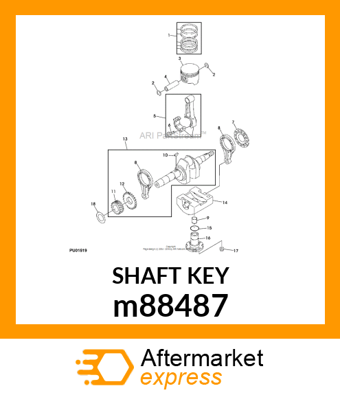 KEY, SHAFT m88487