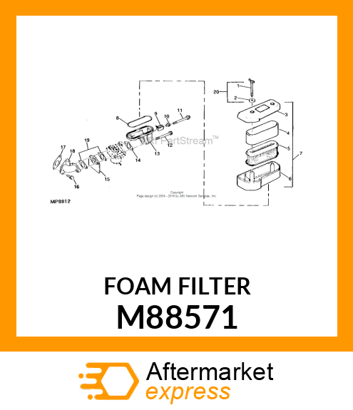 ELEMENT, FOAM AIR FILTER M88571