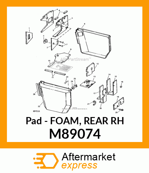 Pad - FOAM, REAR RH M89074