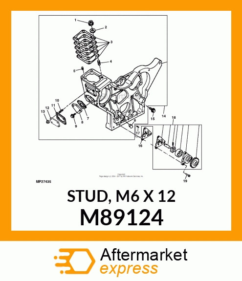 STUD, M6 X 12 M89124